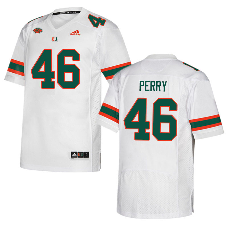 Men #46 Devon Perry Miami Hurricanes College Football Jerseys Sale-White